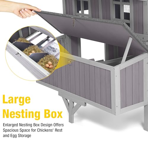 Aivituvin Chicken Coop Mobile Outdoor Hen House with Large Wheels Durable Wooden Poultry Cage with 3 Nesting Box for 2-6 Chickens 51.5’’ (51.57'' × 41.02'' × 51.18'') - size: 51.57'' × 41.02'' × 51.18''