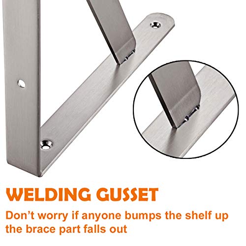 CLT Shelf Bracket, 10” Max Load: 220 lb Heavy Duty Stainless Steel Bracket for Table Bench, Space Saving DIY Bracket, Pack of 2 - color: Silver, size: 10 Inch