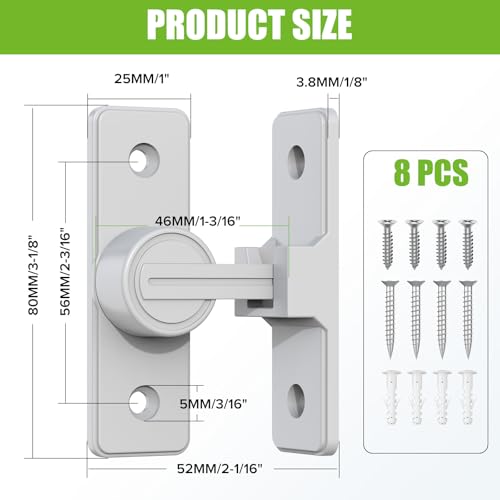 Barn Door Lock Hardware, Heavy Duty 90 Degree Flip Latch Privacy Lock, Zinc Alloy Sliding Barn Door Latch for Bathroom, Bedroom, Closet, Garage, Shed and Gate (White-1PC) - color: White-1PC