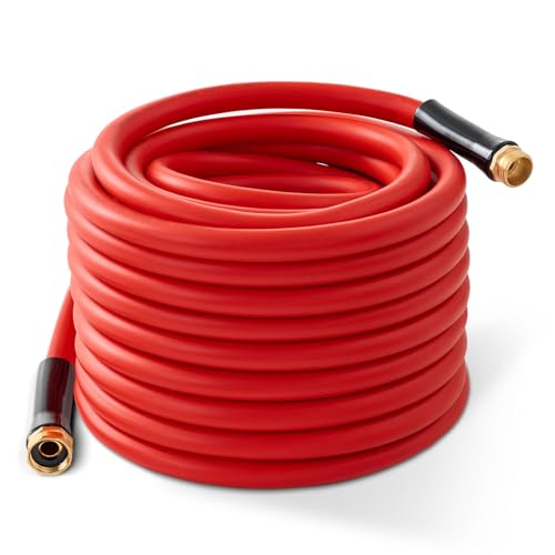 Garden Hose 75ft x 3/4” Hot Water Hose, Heavy Duty -50°F to 190°F,Burst 600Psi Flexible Upgraded Rubber Hoses,3/4” Solid Fittings for All-weather Outdoor Lawn & Garden - size: 75Ft, style: 3/4"
