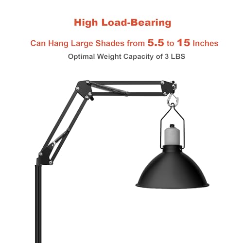 Reptile Lamp Stand, Adjustable 15.7 to 74.3 in Heat Lamp Metal Bracket Floor Light Holder for Lizards Bearded Dragons Chicks Terrarium Tank - size: XXL