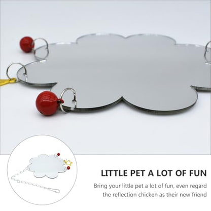 Chicken Hanging Mirror with Bell Acrylic Pet Cage Accessory for Brooder and Coop Birds