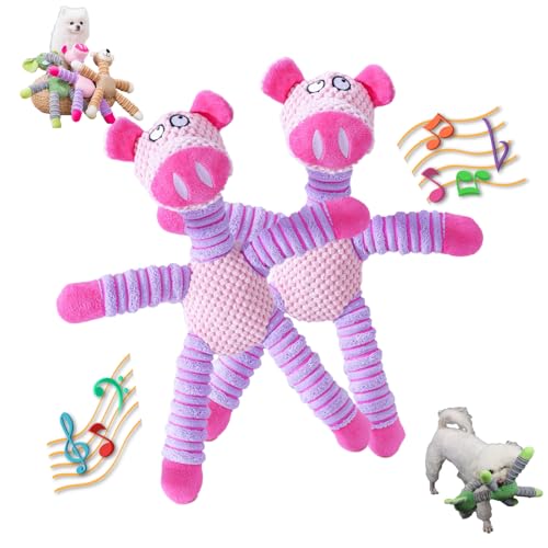 2026 Upgraded Dog Toys for Aggressive Chewers,Squeaker Inside Interactive Chew Toy with Hypoallergenic Filling | Oeko-TEX Certified Boredom Buster & Cuddle Companion(7.9 * 14.9in) (2 Pack，Pig) - color: 2 Pack，Pig