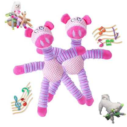 2026 Upgraded Dog Toys for Aggressive Chewers,Squeaker Inside Interactive Chew Toy with Hypoallergenic Filling | Oeko-TEX Certified Boredom Buster & Cuddle Companion(7.9 * 14.9in) (2 Pack，Pig) - color: 2 Pack，Pig