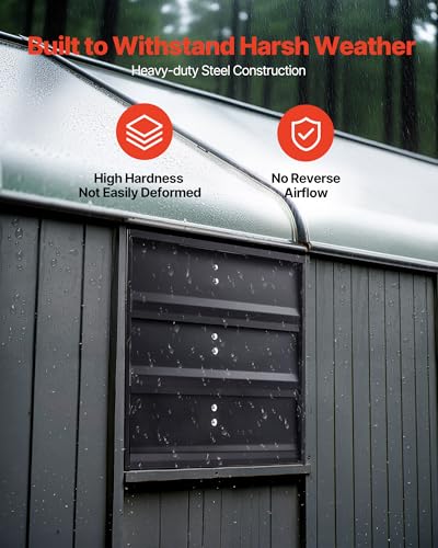 VEVOR 12 inch Shutter Exhaust Fan, Wall Mounted Attic Vent Fan with Variable Speed Controller, 1100 CFM, AC Motor, Heavy-duty Steel, Low Noise for Shed, Garage, Greenhouse Ventilation Cooling, Black - size: 12 Inch Fan w/ Speed Controller