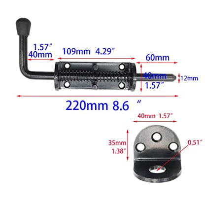 Black 2 Packs 8.5 Inch Heavy Duty Spring Loaded Latch Pin, Sliding Barrel Bolt Door Lock for Chests/Cabinets/Utility Trailer Gate, 2mm Thickened Interior and Outdoor Latch - size: 8.5