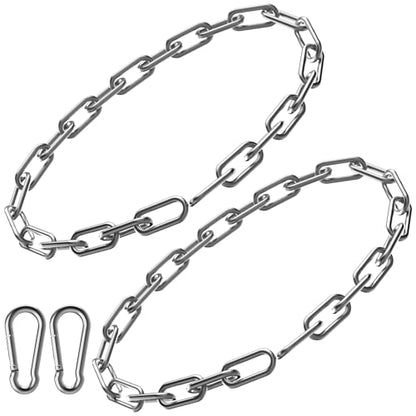 Gate Chain Lock, 23.6 Inch 304 Stainless Steel Chain Fence Gate Latch with Carabiner, Outdoor Hardware Lock Chain for Yards, Pet Cages, Horse Goat Dog Stall Barn and Fence Gates (Silver Dia 4mm-2Pcs) - color: Silver Dia 4mm-2Pcs