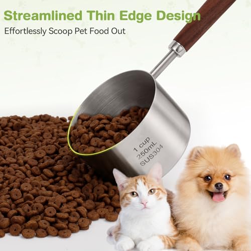 Dog-Cat Food-Scoop Measuring-Cup - 304 stainless steel material.1-Cup capacity. Precision scale measurements - size: 1 CUP
