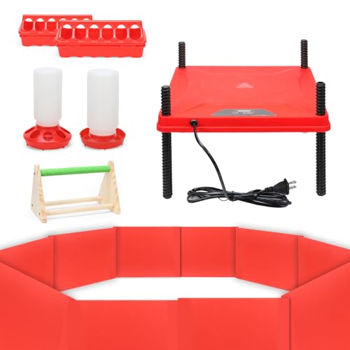 Chick Brooder Box Small Animal Playpen Chick Starter Kit Brooding Playpen with Chicks Heating Plate Perch Feeder Waterer for Duck and Quail Chicken Supplies