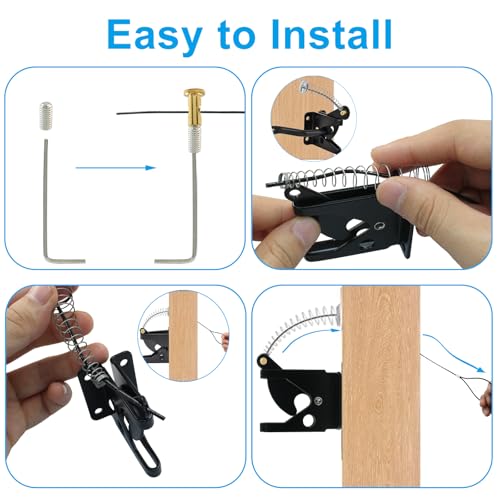 Gate Latch Cable Pull, Adjustable Gate Latch Spring Release Cable, Black Pull String Gate Opener Self Locking Gate Latch Accessories for Wooden Fence, Door, Garden, Patio