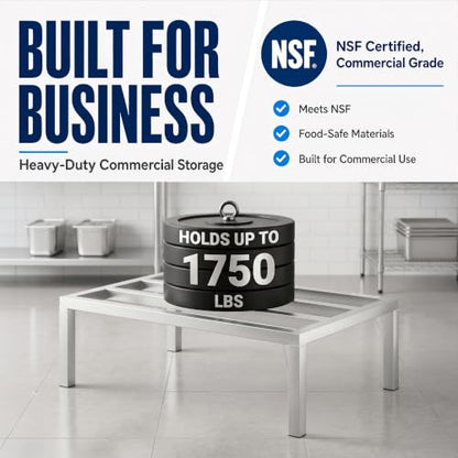 36" x 24" x 12" Aluminum Dunnage Rack – Heavy Duty Floor Storage Stand, NSF for Commercial Use - size: 36"W x 24"D x 12"H
