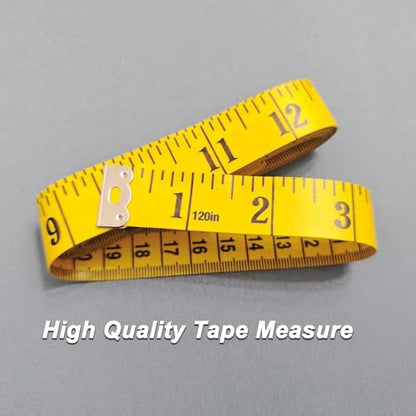 2 Pack Soft Tape Measure Double Scale 120-inch/300cm, Fabric Craft Tape Measure & Medical Body Measurement, Sewing Flexible Vinyl Ruler & Measuring Tape for Body Weight Loss (Yellow*2) - color: Yellow*2