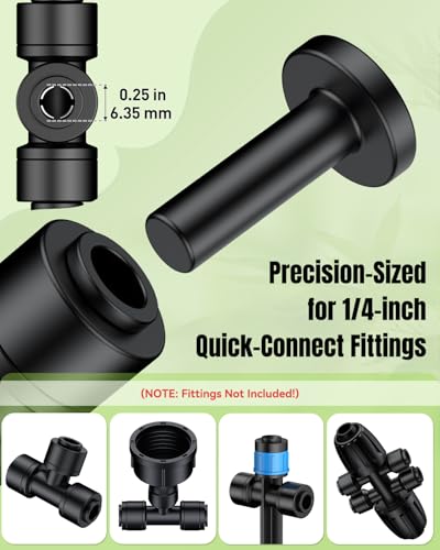 Pawfly 15 Pcs 1/4" End Plugs for Quick Connect 1/4" Drip Irrigation Tee Connectors, Push-to-Fit Connector End Cap Fittings, Leak-Proof End Closure Parts Stoppers, 1/4 Inch Drip Irrigation Parts - size: 15pcs 1/4" End Plugs