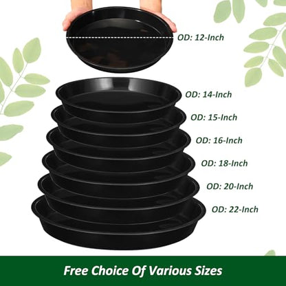PATIKIL 5 Pack Large Plastic Plant Saucer, 22 Inch Plant Tray for Pots Round Plant Dish Plant Drip Trays Water Tray for Indoors Outdoors Garden, Black - size: 22 Inch