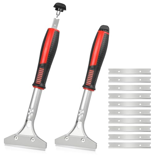 ORIENTOOLS Heavy Duty Long Handle Scraper Tool – Multi Surface for Floor Paint, Metal, Plastic, Glass, Sticker, Wallpaper, Window Cleaning, with Tough Blades for Cleaning