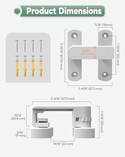 Adjustable Barn Door Locks, 90/180 Degree Sliding Door Latch, Protect Home Security Gate Latch for Bedroom, Barn, Cabinet, Garden, Fence (White-2 Pcs) - color: White-2 Pcs
