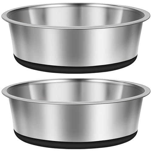 Taglory 4 Cup Stainless Steel Dog Bowls Set of 2 for Food and Water, Silicone Base Anti-Slip, Rust Resistant, Extra Thick Metal Bowls for Small Dogs, 30oz, Black - color: Black, size: 4 CUP