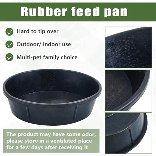 Sadnyy 8 Pcs Rubber Feed Pan 12 Quart/ 3 Gallon Utility Horse Feed Bucket Rubber Bowl Chicken Dust Bath Container Horse Feeder for Goats Livestock Animal Feeding Cats Dogs Pigs - size: 12 Quart/ 3 Gallon