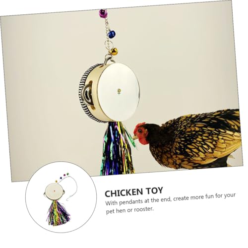 Happyyami Chicken Toy Stainless Steel Double-Sided Mirror Drum for Hens and Roosters Pet Entertainment Fun Reflection Play for Poultry