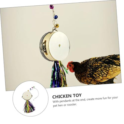 Happyyami Chicken Toy Stainless Steel Double-Sided Mirror Drum for Hens and Roosters Pet Entertainment Fun Reflection Play for Poultry