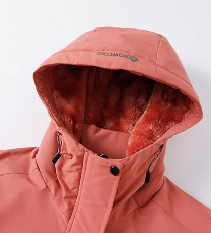 Women's Waterproof Snow Ski Jacket Warm Winter Coat Insulated Snowboarding Jacket Softshell Hiking Jacket - color: W-vermilion, size: Medium
