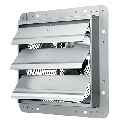 VEVOR 12'' Shutter Exhaust Fan, High-speed 1000 CFM, Aluminum Wall Mount Attic Fan with AC-motor, Ventilation and Cooling for Greenhouses, Garages, Sheds, Shops, FCC - size: 12 Inch