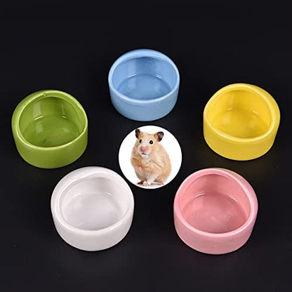 3 Pcs Hamster Bowl Ceramic Hamster Feeding Bowls Small Animal Food Bowl and Water Dish Feeder Hedgehog Food Bowl No Spill No Turnover Food Water Dish for Guinea Pig Rodent Gerbil Cavy(Blue+Pink+White) - color: Blue+Pink+White