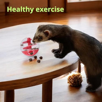 Ferret Interactive Toy Slow Feeding Dry Food Treat Balls Enrichment Toys for Small Animal Cats Guinea Pig Rat Chinchilla Hedgehog Bunny (1PC,Red) - size: 1PC