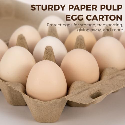 50 Pack Egg Cartons, 3x4 Style Paper Pulp Egg Trays with Printed Design, Sturdy & Reusable Egg Holder 12 Count Dozen Chicken Egg Storage Tray for Farmers, Home Use & Transport - style: 50Pcs Egg Carton with Printed