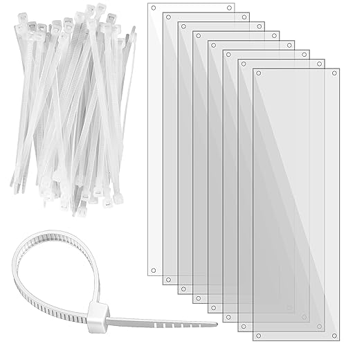 Sweetude 8 Pcs Pet Cage Liner 14'' x 4.5'' Cage Urine Guard Side Lining Clear Sheet Rabbit Guinea Pig Side Lining with Holes Zip Ties for Hedgehog Hamster Chinchilla Rabbit and Other Small Animals