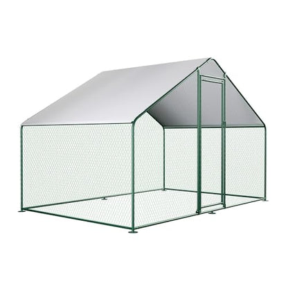 Chicken Coop Large Metal Chicken Coop for 6-10 Chickens with Waterproof CoverWalk-in Poultry Cage Chicken Run,Chicken House for Outdoor - size: 117.6"L x 78.0"W x 78.0"H