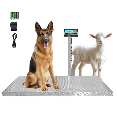1100lb Livestock Scale, Dog Scales for Large Breed, Heavy Duty Animal Scale pet Scale, Large Platform 40"x20", Non-Slip Surface, with Stand Rod - style: 1100 lbs