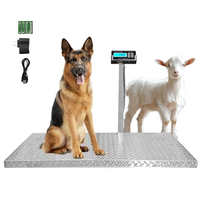 1100lb Livestock Scale, Dog Scales for Large Breed, Heavy Duty Animal Scale pet Scale, Large Platform 40"x20", Non-Slip Surface, with Stand Rod - style: 1100 lbs