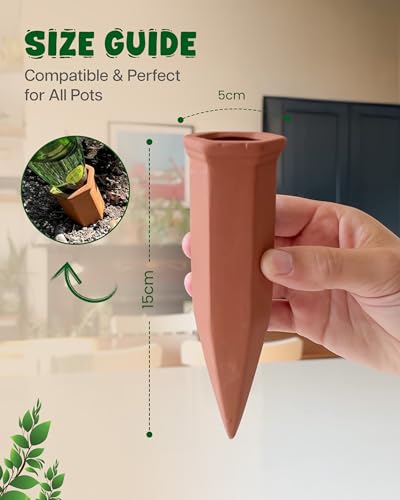 Plant Watering Devices, Self Watering Spikes, Self Watering Planter Insert, Terracotta Watering Spikes, Plant Watering Spikes, Vacation Plant Watering Devices, Water Plants While Away - color: Terracotta - 6 Pcs (Pack of 1)