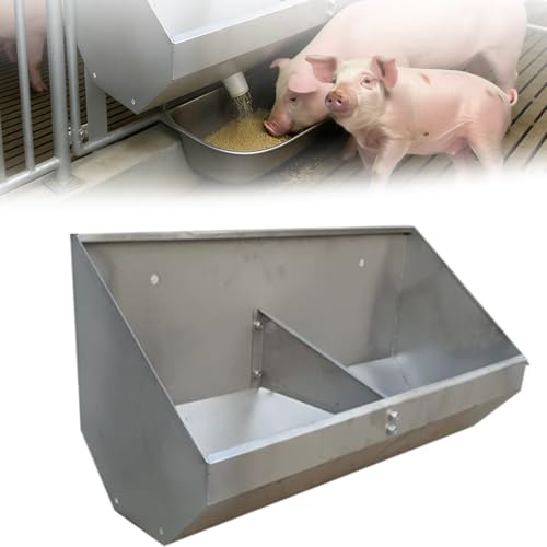 Stainless Steel Pig Feeder Trough - 0.7m Fattening Solution for Indoor/Outdoor Use, Waste-Reducing Design, Dual-Hole Feed Access with Fence Mount for Optimal Feeding Efficiency.