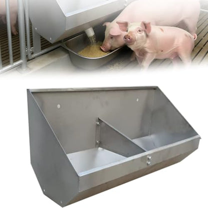 Large Stainless Steel Pig Feeder Trough - Durable Fattening Solution for Indoor/Outdoor Use, Waste-Reducing Design with Separated Fence Mount for Optimal Feeding.,0.7meter/2hole - size: 0.7meter/2hole