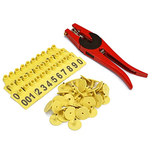 Livestocks Ear Tag Identification Earring Number Laser Type Animal Supplies Copper Head Earrings (500PCS X Yellow) - color: Yellow, size: 500