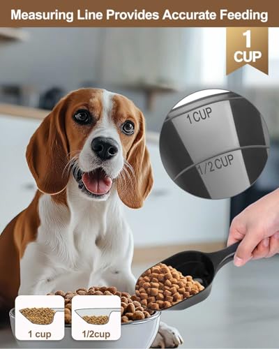 Dog-Cat Food-Scoop Measuring-Cup,1 Cup Capacity Versatile Plastic Pet Food Scoop with Measuring Lines 1 Cup and 1/2 Cup for Precise Portion Control (2, Black and Blue) - color: Black and Blue