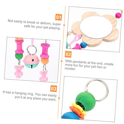VANZACK Rooster Mirror Toy Bell Pendant Fun Hanging Accessory for Chickens for Cage Play and Activity Easy to Install Engaging Pet Supplies