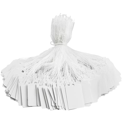 600 Pack White Price Tags with String Attached Writable Display Labels White Price Gift Tags for Gift Wrapping, Jewelry, Clothing, 1.38 x 0.87 Inches - color: White, size: 600PCS