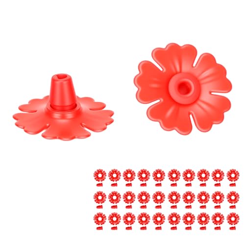 Hyuduo 30-Piece Hummingbird Feeder Replacement PartsHummingbird Feeder Rings Flower Feeding Ports for Garden Hummingbird Feeders (Red/White/Yellow) - color: Red