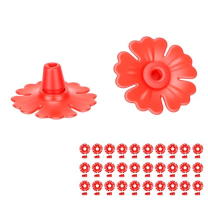 Hyuduo 30-Piece Hummingbird Feeder Replacement PartsHummingbird Feeder Rings Flower Feeding Ports for Garden Hummingbird Feeders (Red/White/Yellow) - color: Red