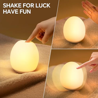 Egg Light for Nursery Silicone Baby Night Light Portable Soft Warm Touch Night Lamp Stepless Dimming with 30-Min Timer for Breastfeeding Kids Bedroom