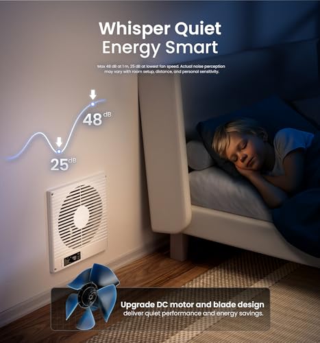 KOVIET 8" Room to Room Ventilation Fan with Remote, Quiet Reversible Through the Wall Air Transfer Fan, 10-Speed Smart Exhaust Vent, Temperature Control, ETL Certified for Bedroom, Kitchen, Laundry
