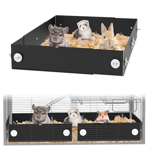 C-LIGHT Ferret Cage Scatter Guard Set, Anti-Splash Barrier for Ferret Nation & Critter Nation Cages, Rustproof Aluminum Urine Guard Chinchilla Cage Accessories, Blocks Waste/Food/Falling Debris