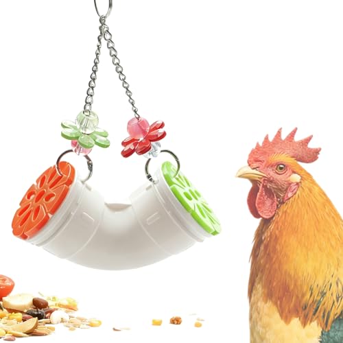 Chicken Enrichment Toys for Coop, Interactive Chicken Coop Toys - Hanging Tube Treat Dispenser | Slow Feeder for Chickens, Hens, Ducks, Parrots, Birds, Hamsters, Rabbits and Small Animals