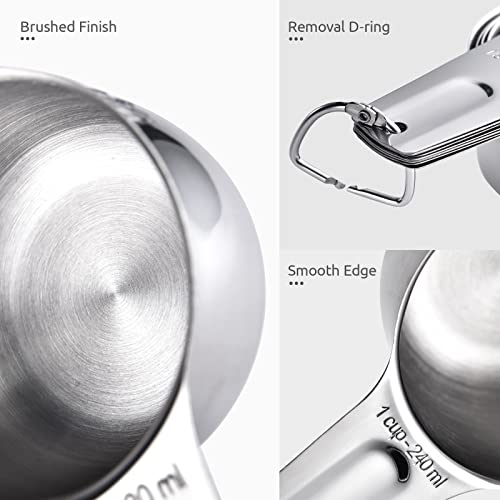 Measuring Cups: U-Taste 18/8 Stainless Steel Measuring Cups Set of 7-Piece: 1/8 Cup, 1/4 Cup, 1/3 Cup, 1/2 Cup, 2/3 Cup, 3/4 Cup, 1 Cup Dry and Liquid Ingredients - size: (02) Cup Set of 7