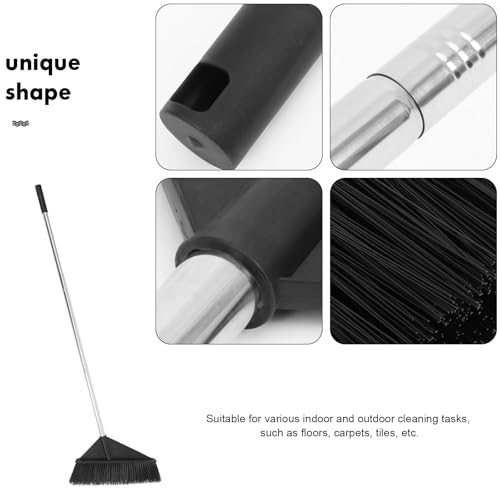 Long Handle Stiff Bristle Broom Heavy Duty Scrub Broom with Sturdy Black Bristles Large Sweeper for Garage Garden Patio and Warehouse Use Style