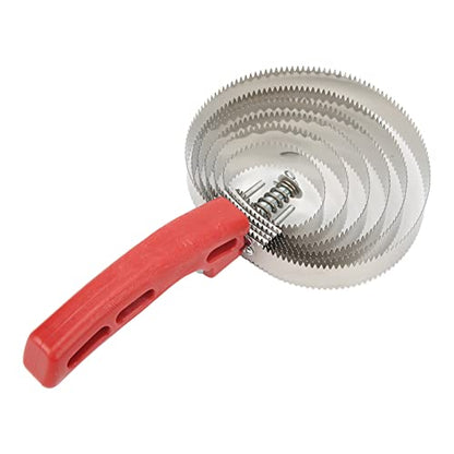 Cow Curry Comb, 6 Turn Stainless Steel Horse Brush with Ergonomic ABS Handle, for Itch Relief and Grooming Horses Sheep Cats Dogs