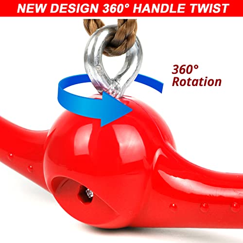 Ninja-Twister Swing Spins Set: Slackline Attachments - 360° Handle Twist-Spin Flips Toy Activate Ninja Powers Warrior Accessories Kids Hang Toys for Playground Backyard, Red - color: Red